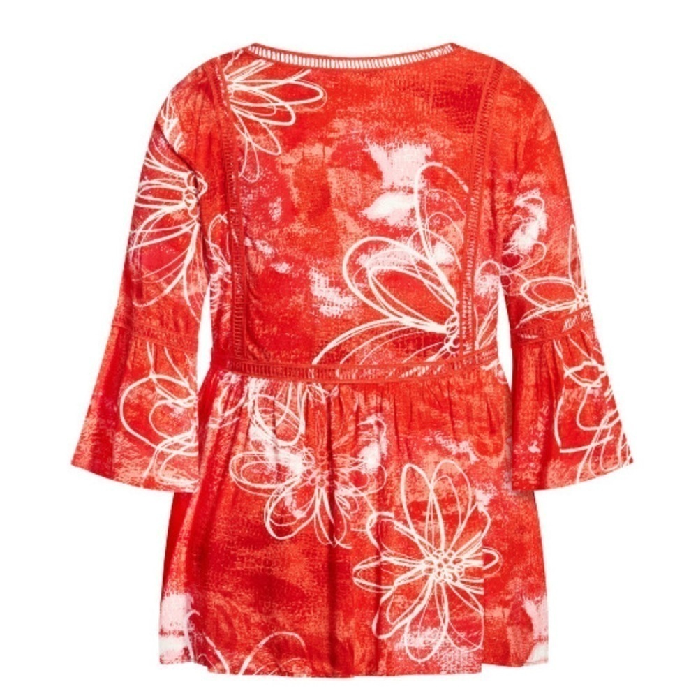 AVENUE 18W-28W Coral Boho Bell Sleeve Top AA08.8 - Picture 4 of 8